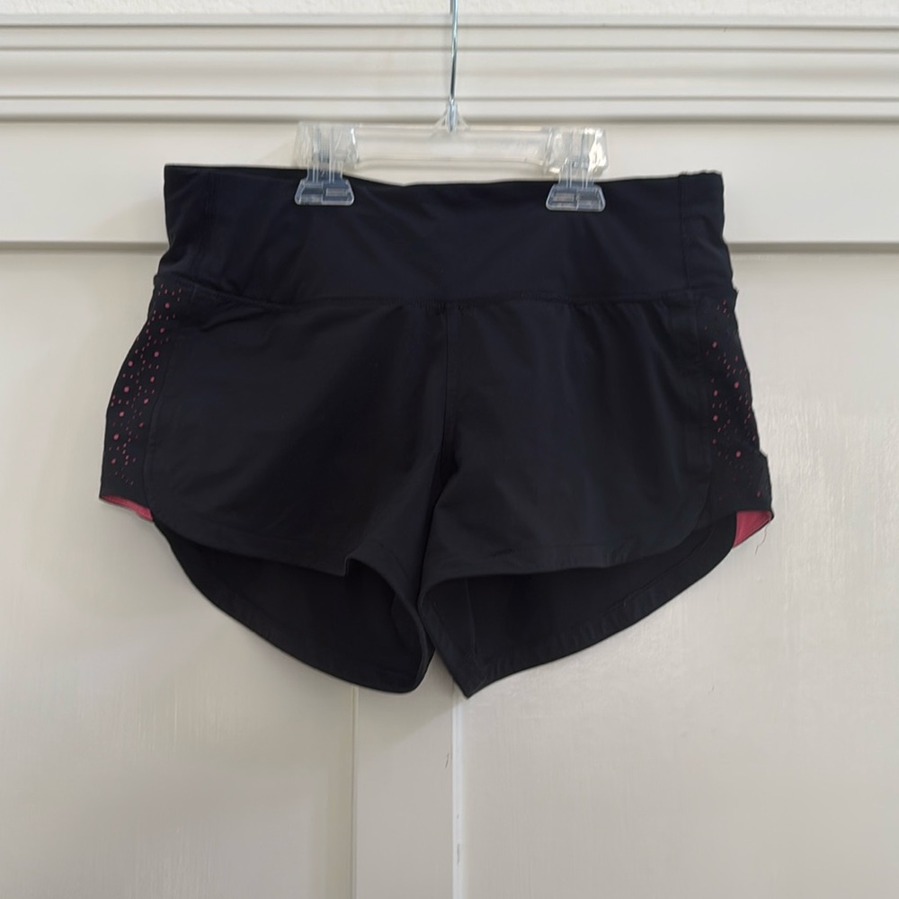 Black Lululemon Shorts, With Pink Detail on sides